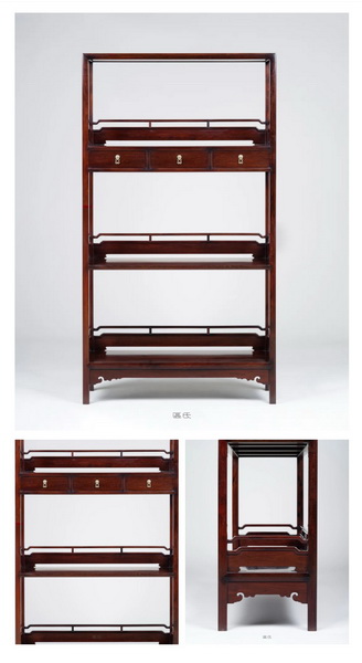  区氏家具 弓字围栏架格小叶紫檀长:108cm宽:40cm高:196cm A Zitan DISPLAY SHELF